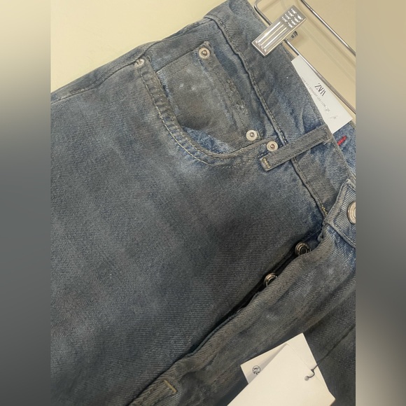 NWT ZARA SIGNATURE DENIM THE LOOSE FIT IN DISTRESSED RESIN STRAIGHT LEG EU34/US2 - Picture 7 of 15